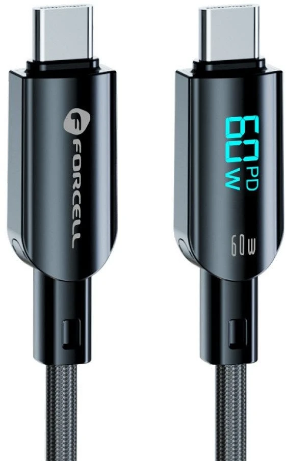 USB C į USB C laidas Forcell F-Energy QC4.0 PD 3A 60W skaitmeninis 1,2 m C274 juodas