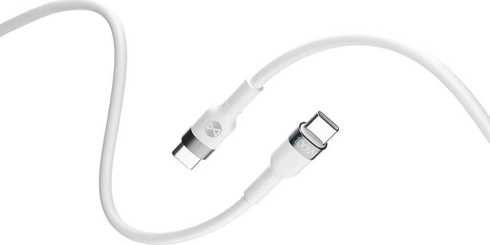 Forever Flexible laidas USB-C – USB-C 2,0 m 100W baltas