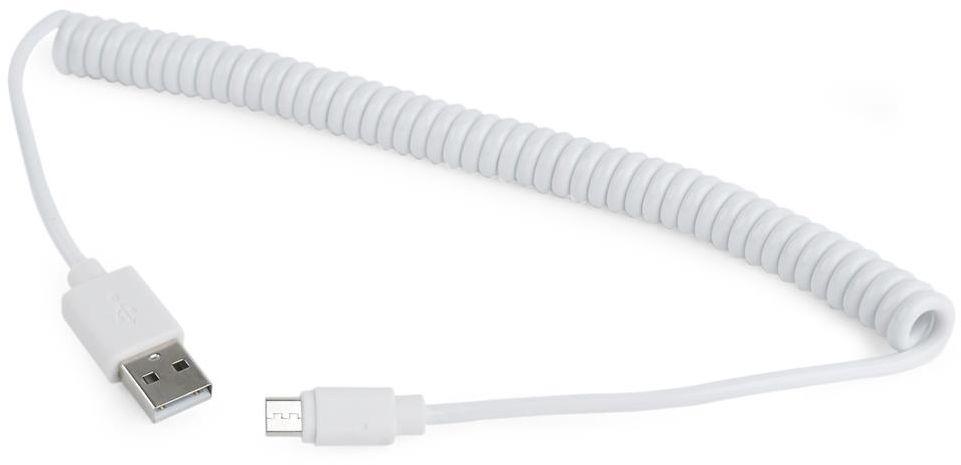 GEMBIRD CC-mUSB2C-AMBM-6-W Gembird spiralinis mikro USB kabelis, 1,8 m, baltas