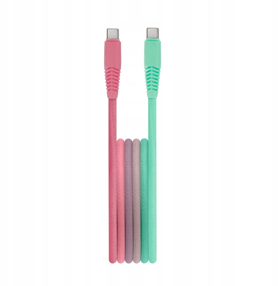Setty laidas USB-C – USB-C 1,5 m 3A KGC-C-1.5320 turkio ir rožinės spalvos gradientas