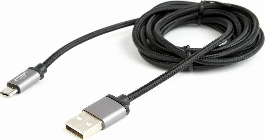 GEMBIRD CCB-mUSB2B-AMBM-6 Gembird cotton braided micro USB cable 2.0 AM-MBM5P 1.8M, metal connectors,juodas