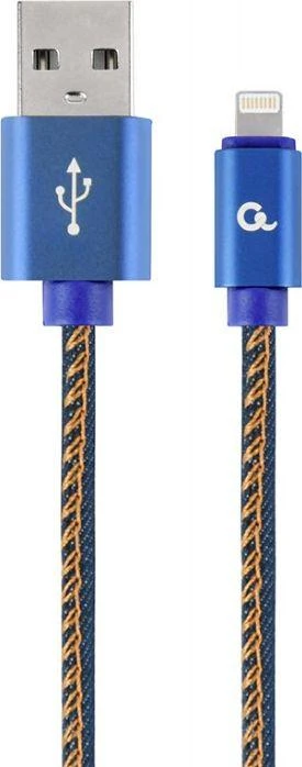 GEMBIRD CC-USB2J-AMLM-1M-BL Gembird Premium džinsai (džinsinis) 8 kontaktų laidas su metalinėmis jungtimis, 1m, mėlynas