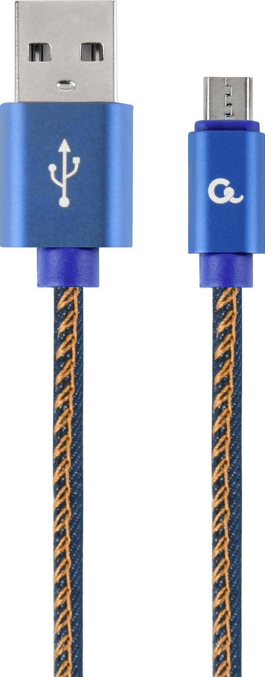GEMBIRD CC-USB2J-AMmBM-2M-BL Gembird Premium džinsai (džinsiniai) Micro-USB laidas su metalinėmis jungtimis, 2m, mėlynas