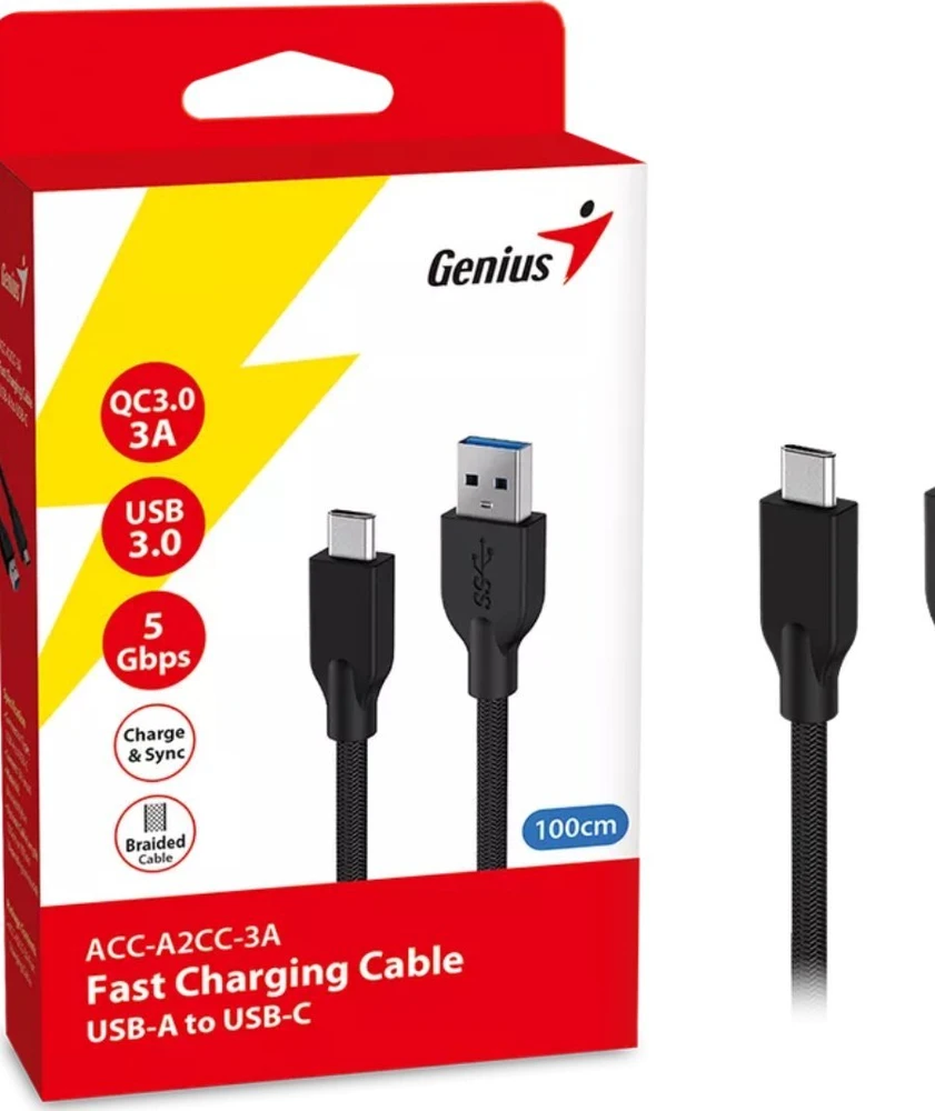 Kabelis USB Genius USB-A - USB-C 1 m Juodas (32590007400)