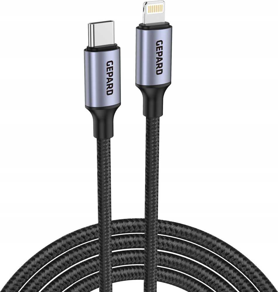 GEPARD USB-C - Lightning kabelis PD20W, metalinė galvutė, 2 m