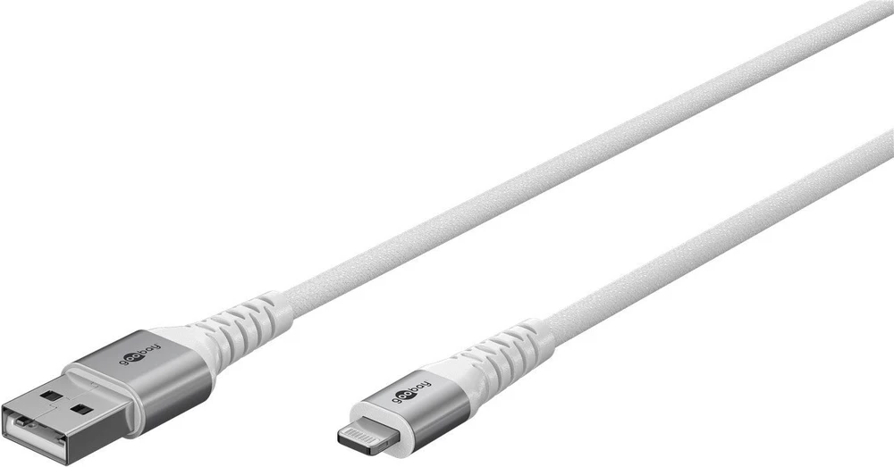 „Goobay“ | „Lightning“ USB-A itin minkštas tekstilinis laidas su metaliniais kištukais | 74511