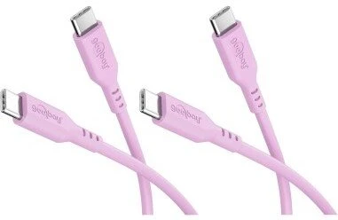 Kabelis USB Goobay Rinkinys 2 silikonowych kabli USB-C, 1,5 m, pink