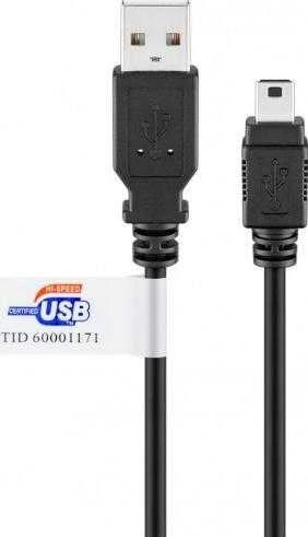 Kabelis USB Goobay USB-A - miniUSB 3 m Juodas (93903)