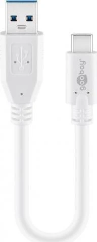 Goobay USB kabelis apvalus USB-A - USB-C 0,2 m baltas (JAB-2947899)