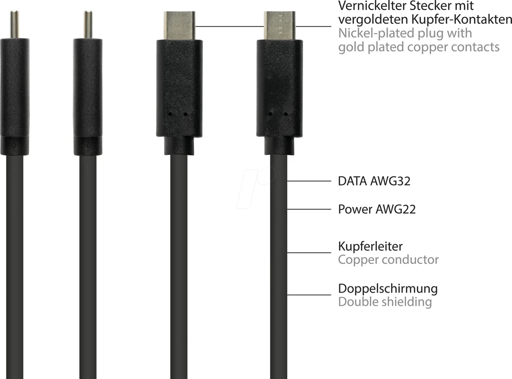 Nezatříděno Kabelis USB Good Connections USB-C - USB-C 1 m Juodas (2831-CV010S)