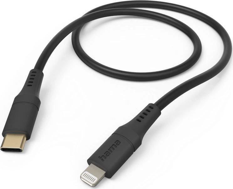 Hama Flexible, USB-C - Lightning, 1,5m, silikon, juoda