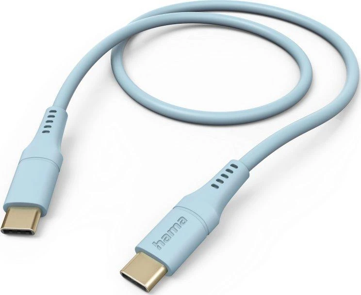 Hama Flexible, USB-C - USB-C, 1,5m, silikon, mėlyna
