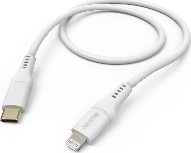 Hama Flexible, USB-C - Lightning, 1,5m, silikon, balta