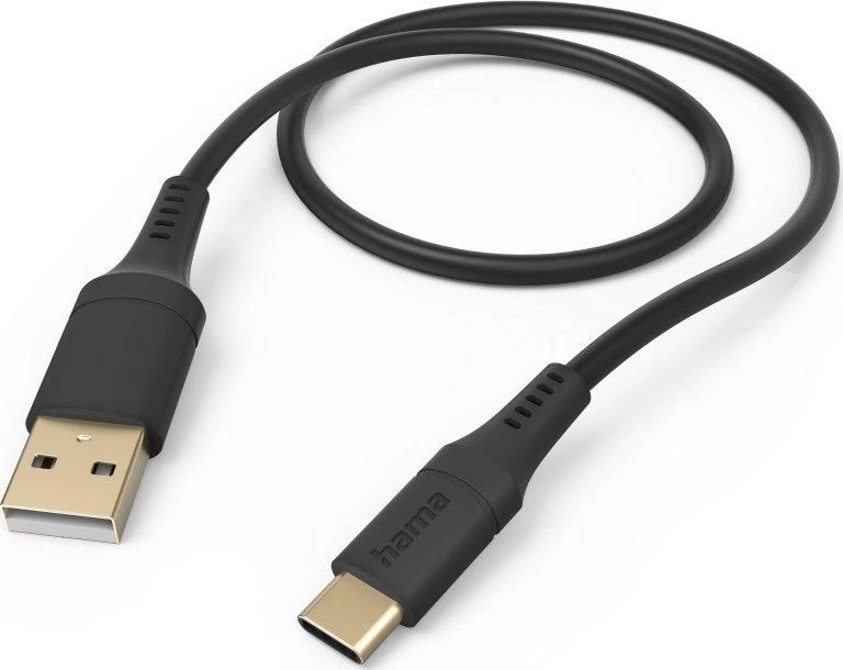 Hama Flexible, USB-A - USB-C, 1,5m juoda