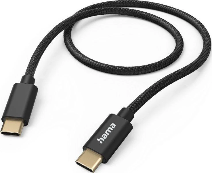 Hama Fabric USB-C- USB-C, nailonas, 1,5m, juoda