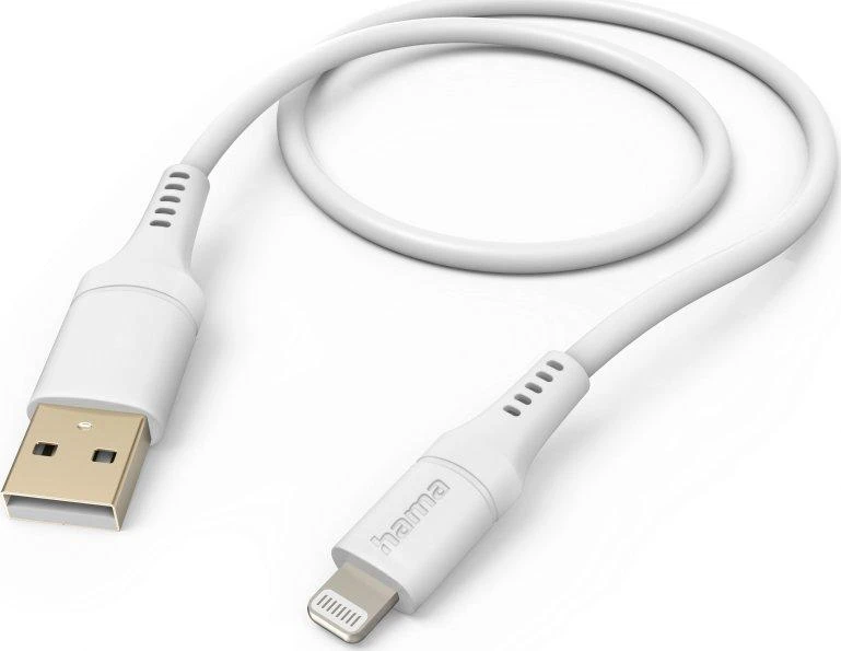 Hama Flexible, USB-A - Lightning, 1,5m, silikon, balta
