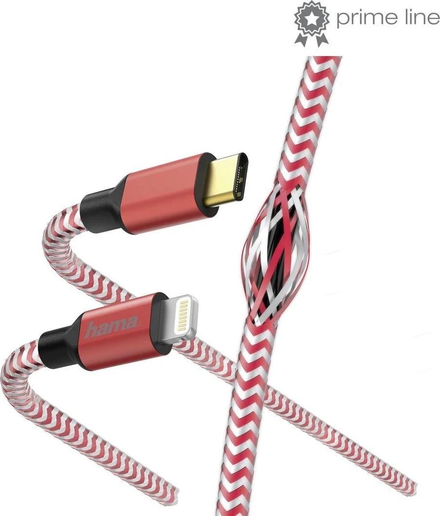 HAMA USB TYPE-C CABLE - APŠVIETIMO MFI 1,5 m Raudonas
