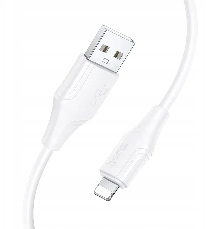 Silikoninis laidas USB A į Lightning Hoco 2,4A 1 m X124 baltas