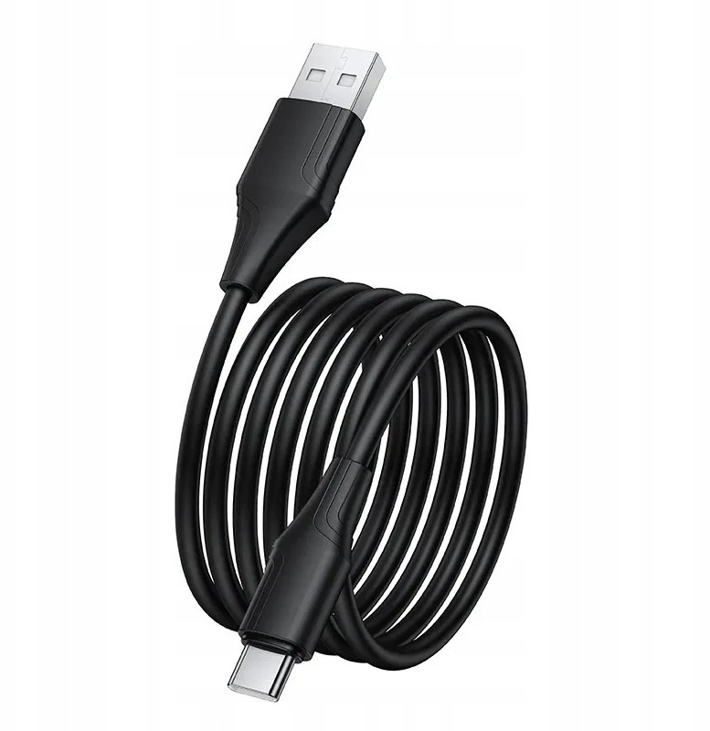 Silicone Cable USB A to USB C Hoco 3A 1 m X124 juodas