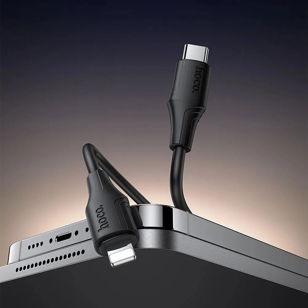 Silikoninis laidas USB C - Lightning Hoco 27W 1 m X124 juodas