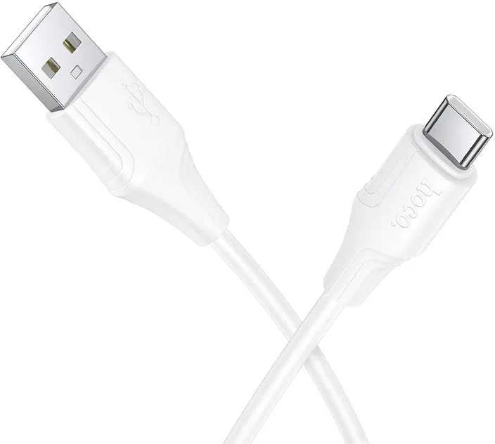 Silicone Cable USB A to USB C Hoco 3A 1 m X124 baltas