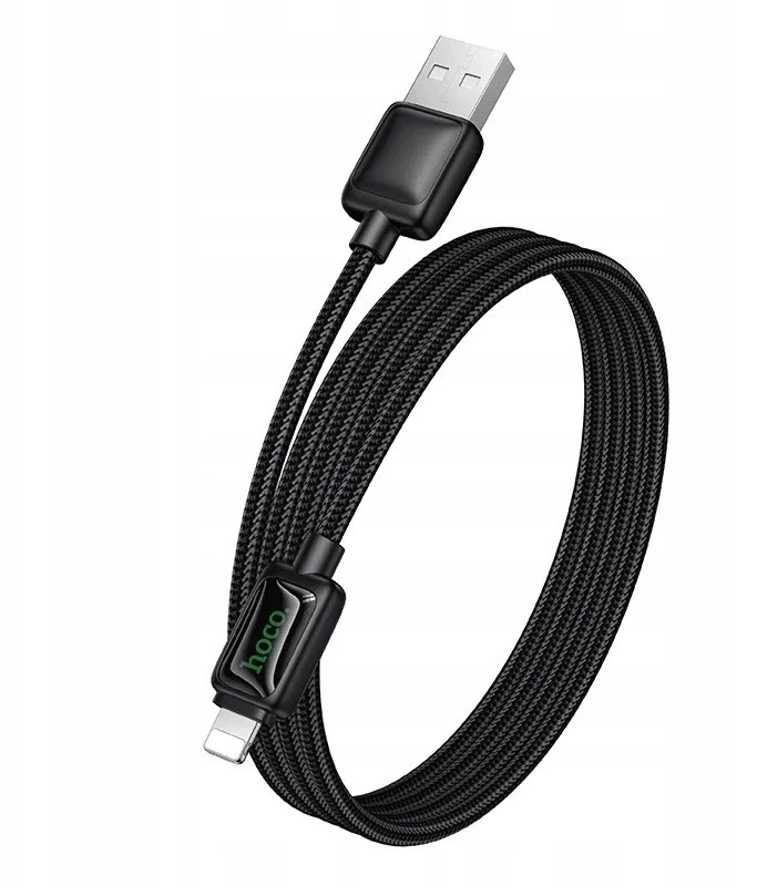 Laidas su LCD ekranu USB A į Lightning Hoco 2,4A 1,2 m U146 juodas