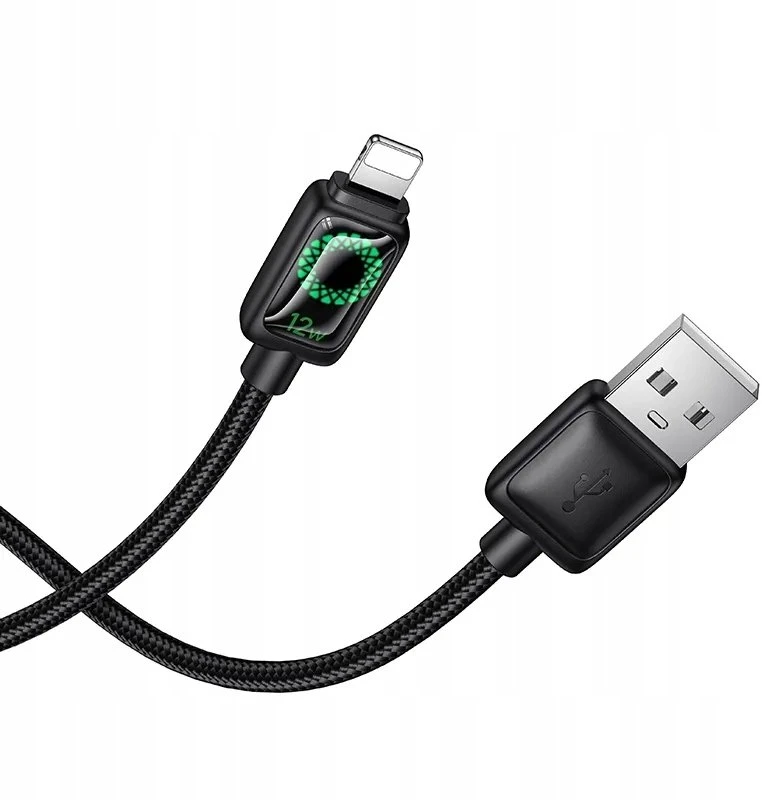 Laidas su LCD ekranu USB A į Lightning Hoco 2,4A 1,2 m U146 juodas