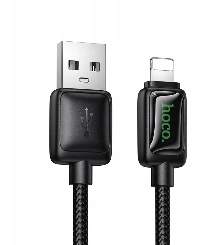 Laidas su LCD ekranu USB A į Lightning Hoco 2,4A 1,2 m U146 juodas