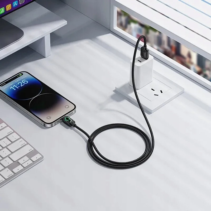 Laidas su LCD ekranu USB A į Lightning Hoco 2,4A 1,2 m U146 juodas