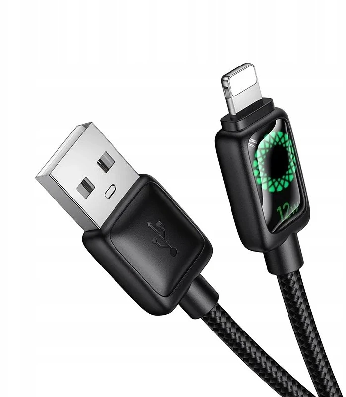 Laidas su LCD ekranu USB A į Lightning Hoco 2,4A 1,2 m U146 juodas