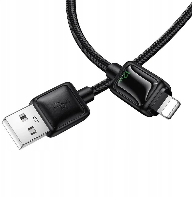 Laidas su LCD ekranu USB A į Lightning Hoco 2,4A 1,2 m U146 juodas