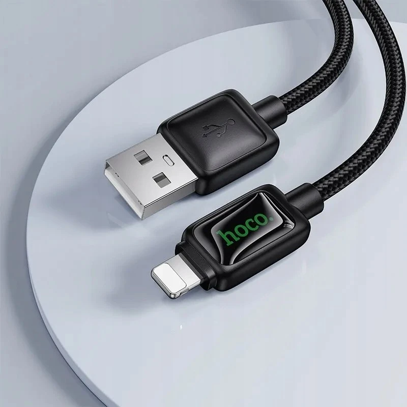 Laidas su LCD ekranu USB A į Lightning Hoco 2,4A 1,2 m U146 juodas