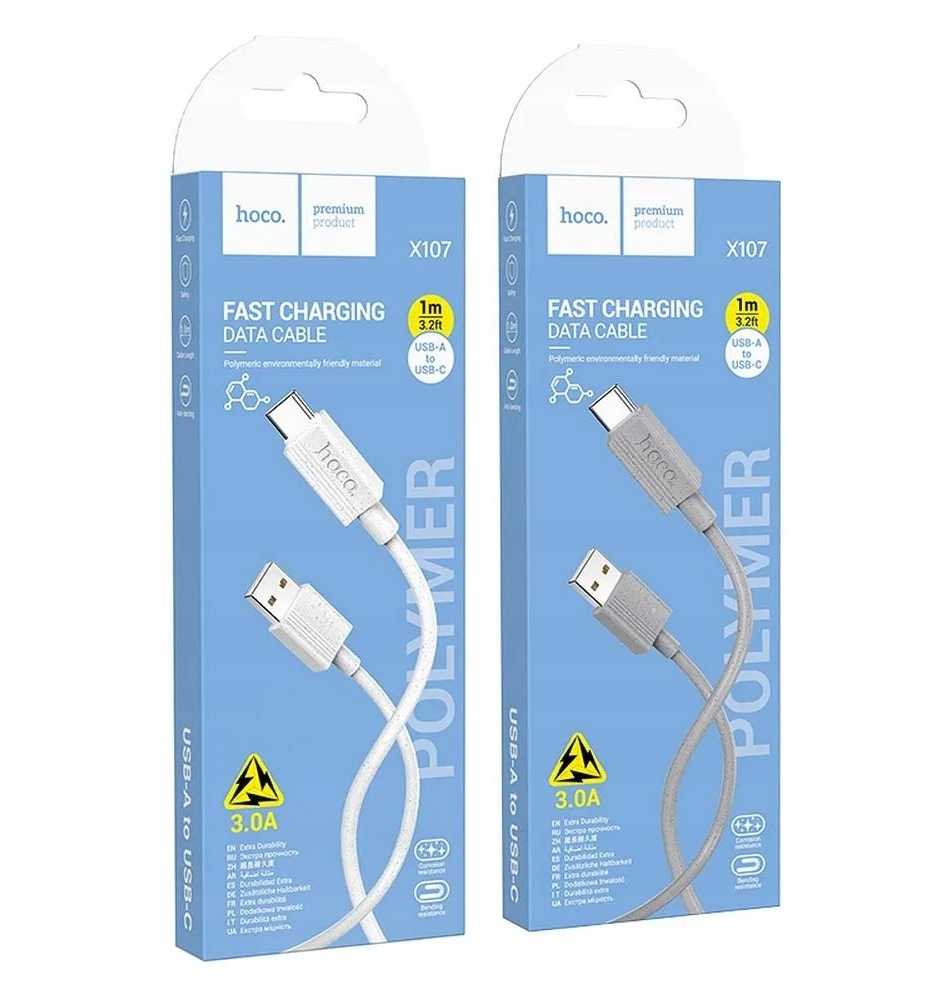 USB A į USB C laidas Hoco 3A 1 m X107 baltas