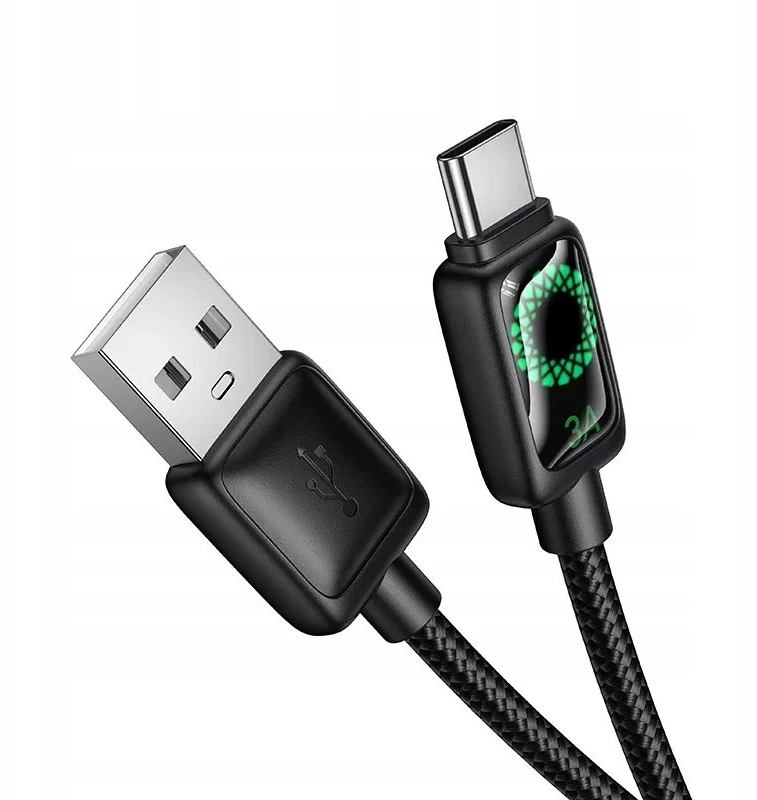 Laidas su LCD ekranu USB A į USB C Hoco 3A 1,2 m U146 juodas