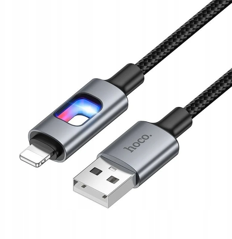 LED laidas USB A į Lightning Hoco 2,4A 1,2 m U144 juodas