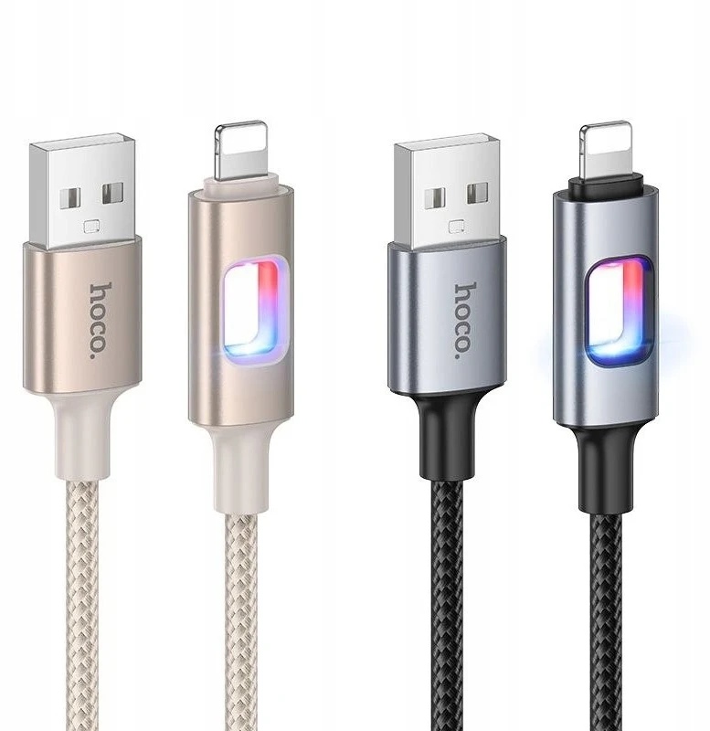 LED laidas USB A į Lightning Hoco 2,4A 1,2 m U144 juodas