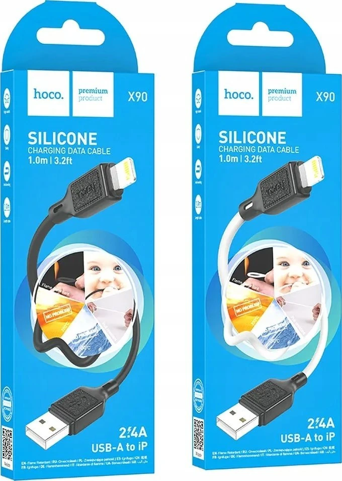 USB A tipo į „Lightning“ tipo laidas Hoco 2,4A, 1 m, X90, juodas