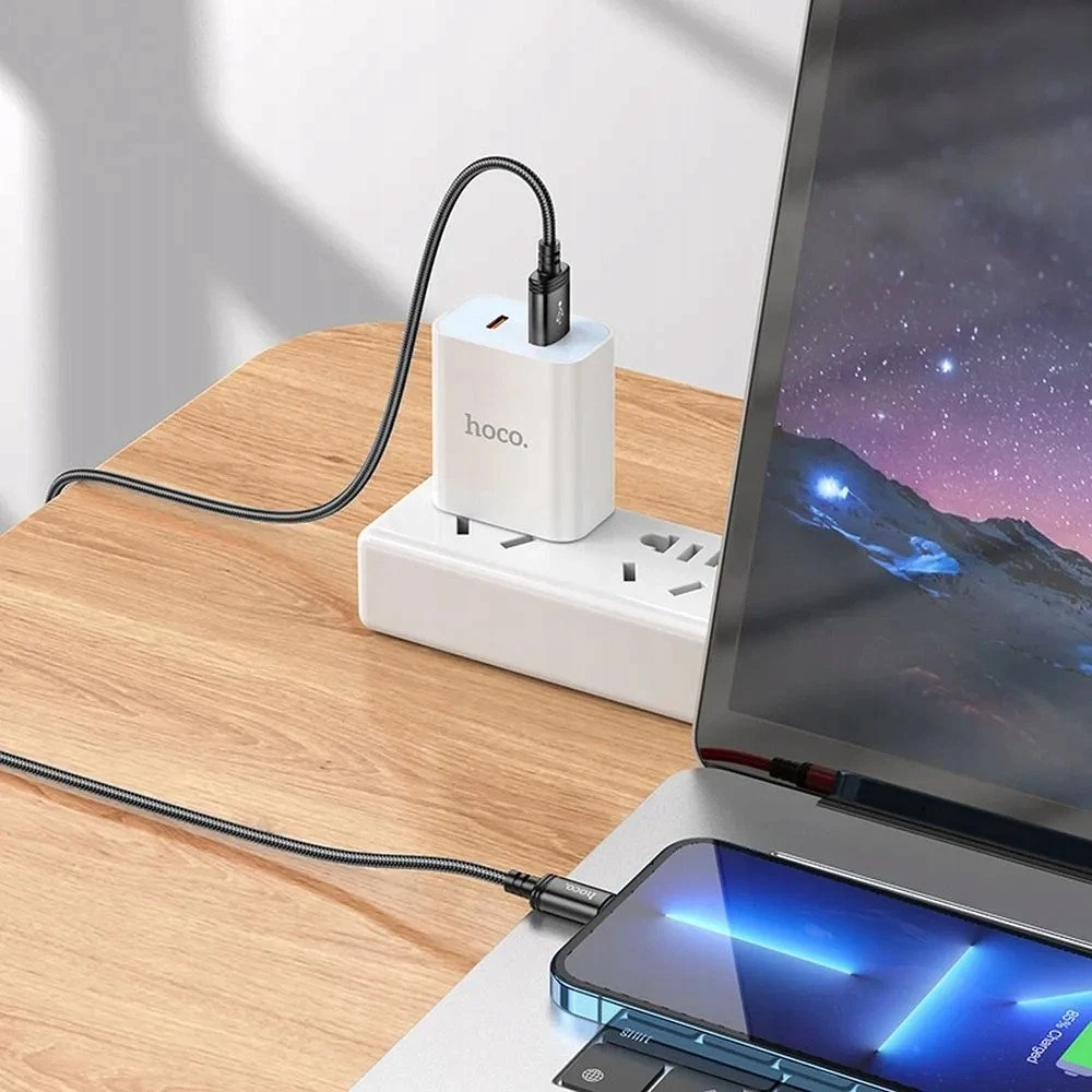USB A tipo į „Lightning“ tipo laidas Hoco 2,4A 2 m X89 juodas