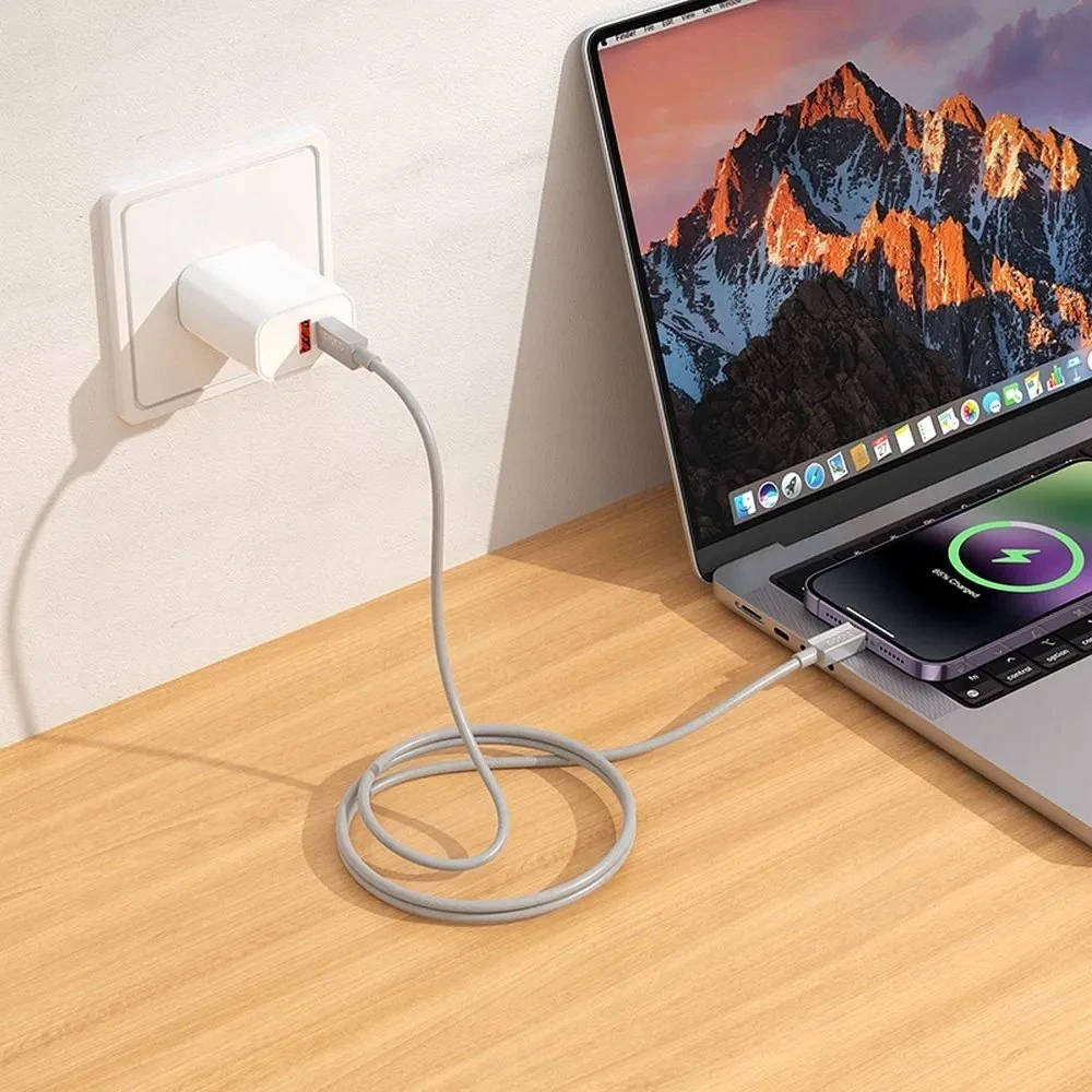 USB C - Lightning kabelis Hoco PD 27W 1 m X107 pilka