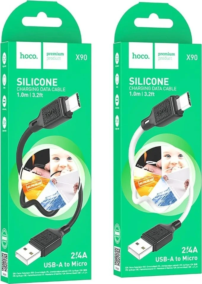 USB A į Micro USB laidas Hoco 2,4A 1 m X90 baltas