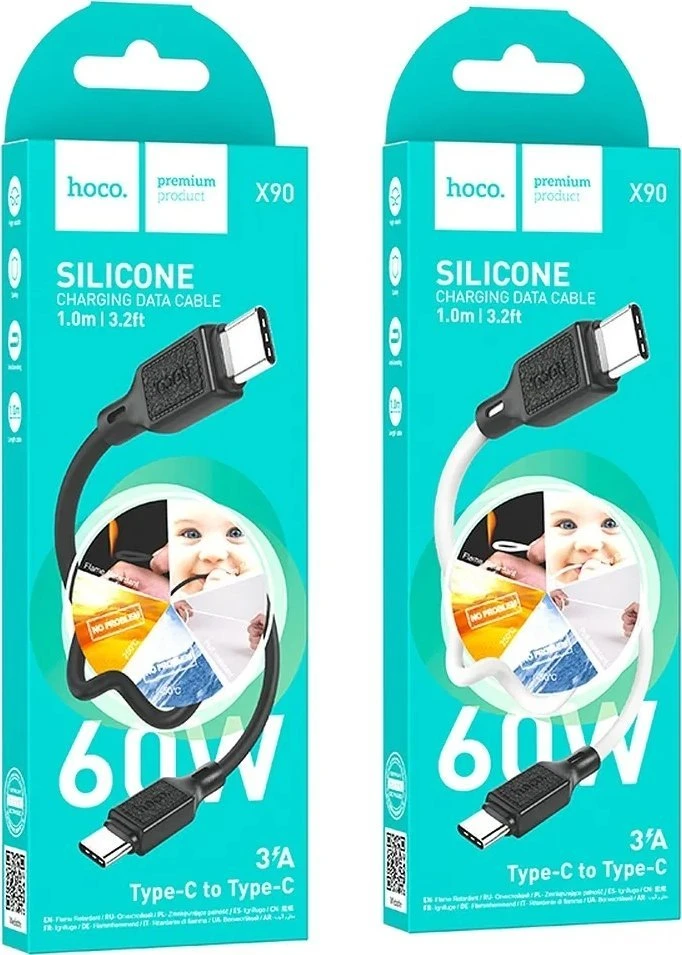 USB A į USB C laidas Hoco 3A 1 m X90 baltas
