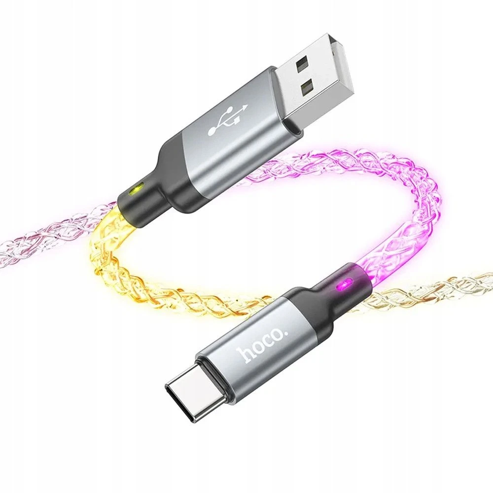 USB A į USB C laidas Hoco 3A 1 m U112 pilka