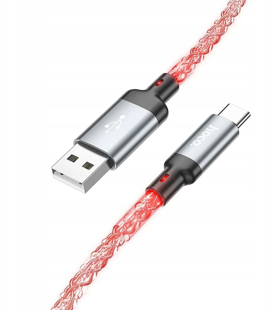USB A į USB C laidas Hoco 3A 1 m U112 pilka