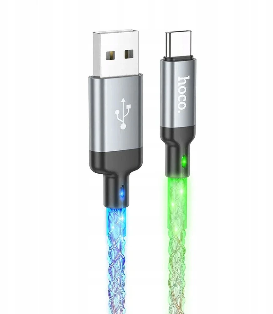 USB A į USB C laidas Hoco 3A 1 m U112 pilka