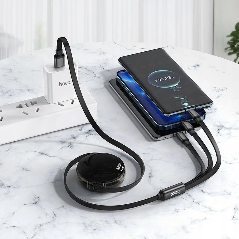 Laidas 3in1 USB A į Lightning / Micro USB / USB C Hoco 2A 1 m X78 juodas