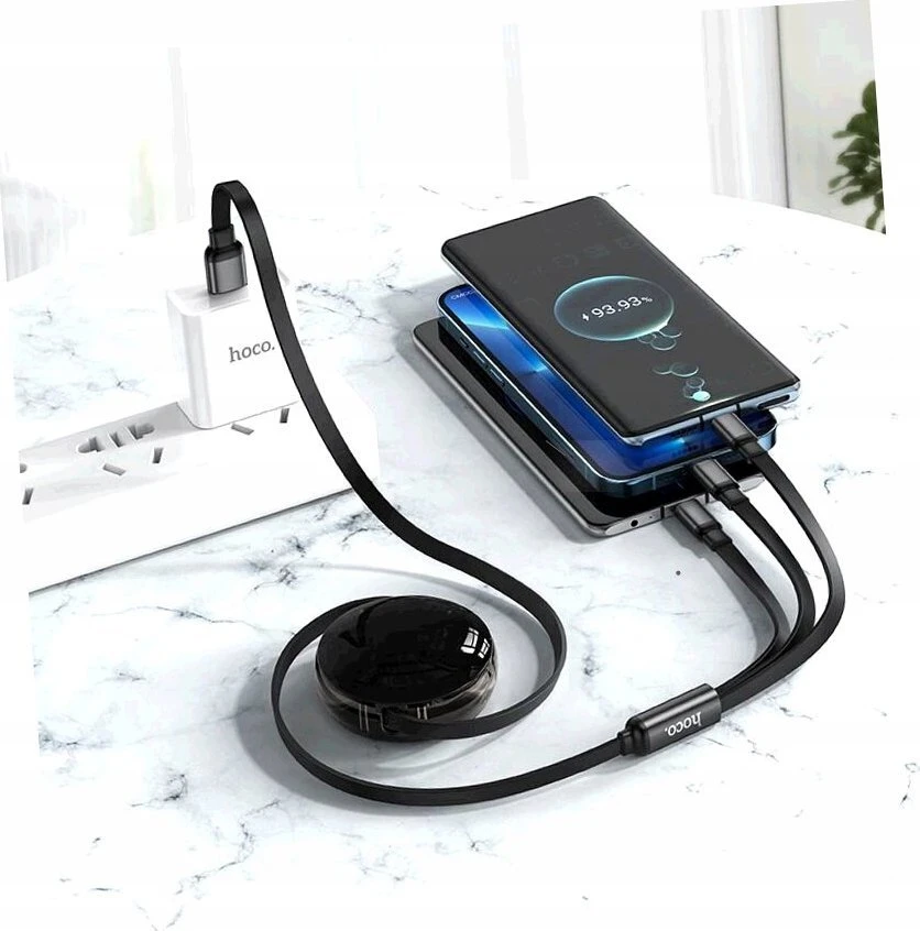 Laidas 3in1 USB A į Lightning / Micro USB / USB C Hoco 2A 1 m X78 juodas