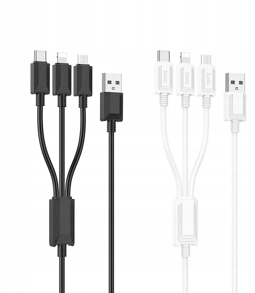 Laidas 3in1 USB A į Lightning / Micro USB / USB C Hoco 2A X74 1 m juodas