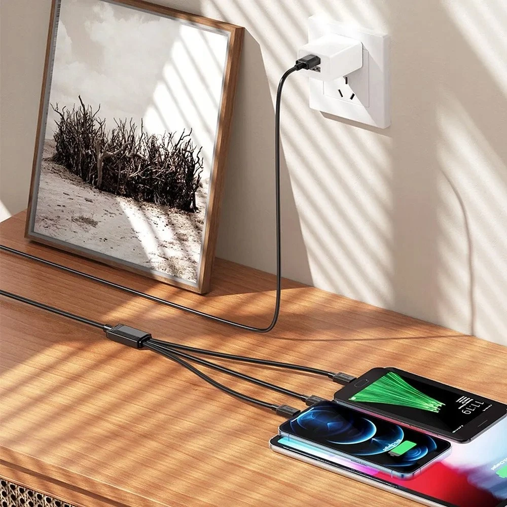 Laidas 3in1 USB A į Lightning / Micro USB / USB C Hoco 2A X74 1 m juodas