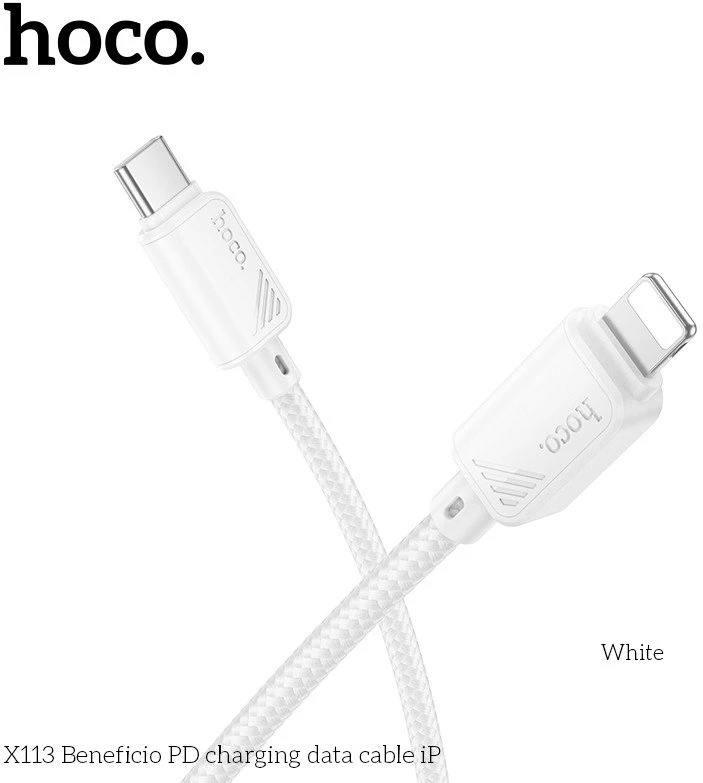 USB C - Lightning kabelis Hoco PD 27W 1 m X113 baltas