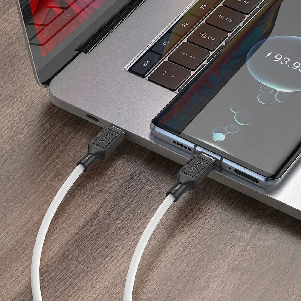 USB-C laidas į USB-C Hoco 3A 60W 1 m X90 baltas